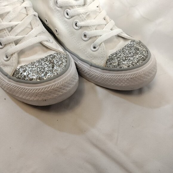 Converse Chuck Taylor All-Star Low Tops, White Glitter Toe - Picture 5 of 10